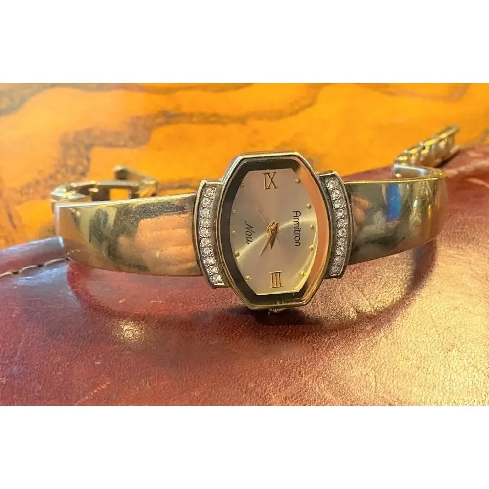 Women's 25mm Gold Tone Armitron Now Watch, Crystal Accents